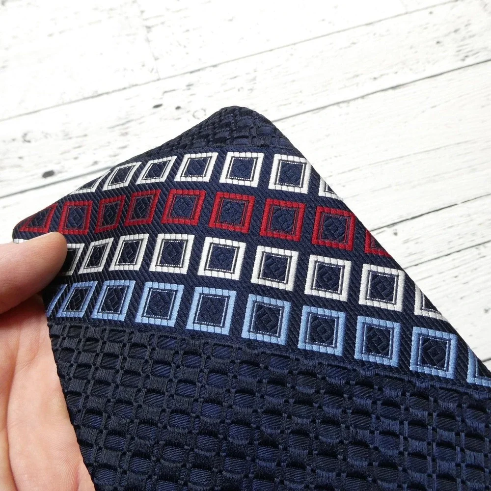 Vintage Juster's By Damon Tie‎ Mens One Size Blue Geometric Textured Polyester